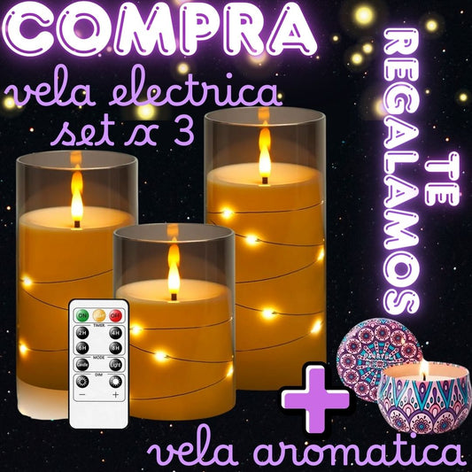 VELA ELECTRICA SET X 3 UND + OBSEQUIO