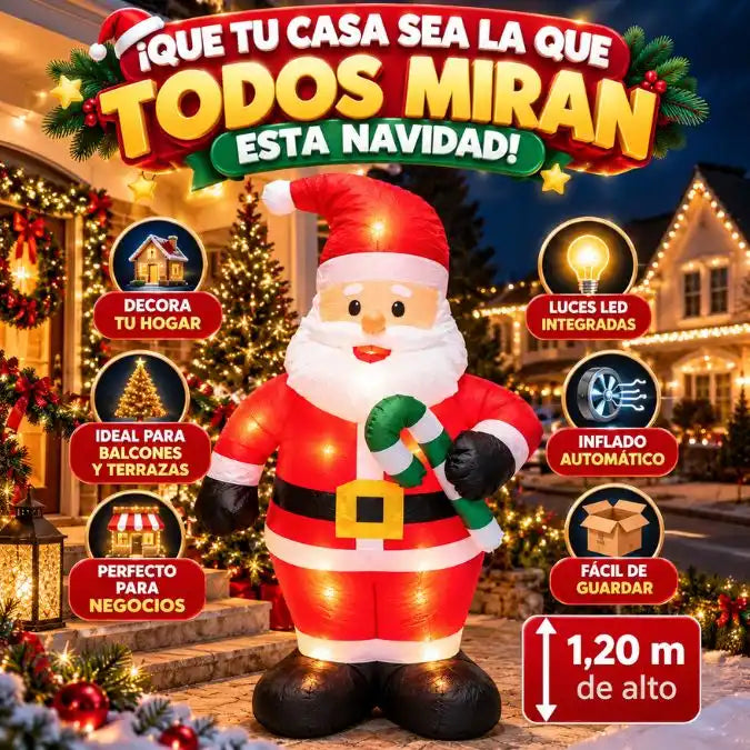 🎅🎄 Papá Noel Inflable Navideño LED de 1,20 Metros ✨ ¡Haz que tu casa se robe todas las miradas esta Navidad! 🏡🎁