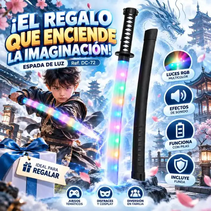 ⚔️ Espada de Luz LED RGB 🌈 | Luces y Sonidos que Encienden la Diversión 🎁