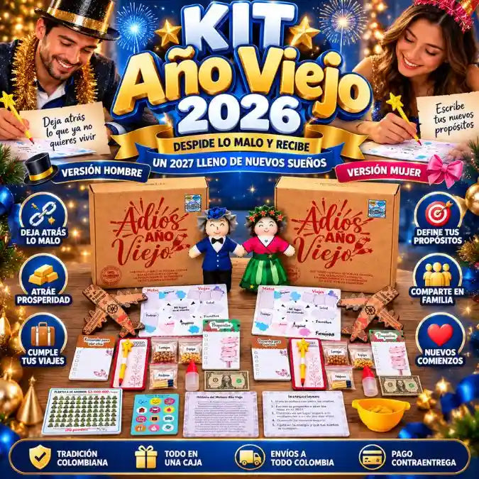 🎁 Kit Año Viejo 2026 ✨ Despide lo Malo y Recibe el 2027 con Nuevos Sueños 🍀💙