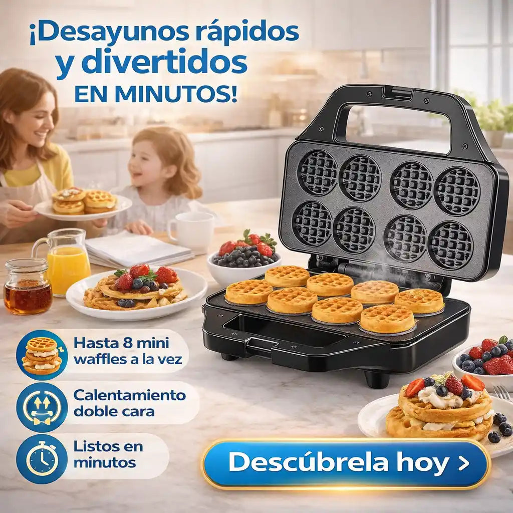 Waflera Sokany X8 Mini Puestos 850w Waffles dorados y perfectos