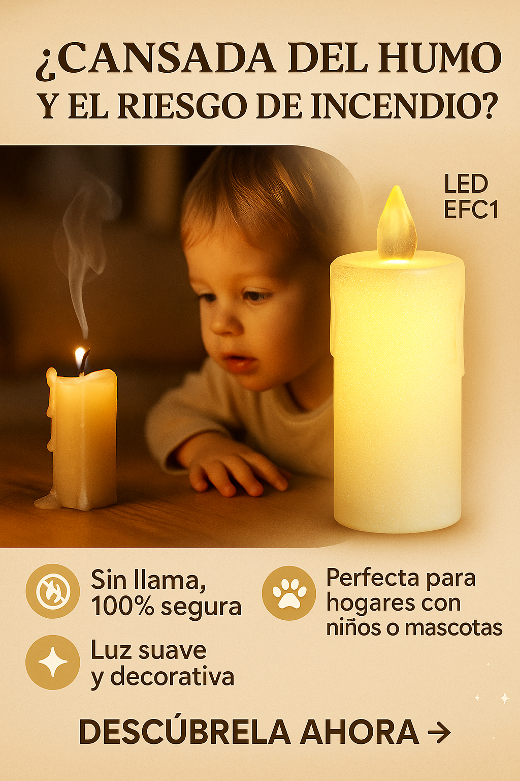 OFERTA PACK X 3 UND Vela Led Efecto Cristal Decoracion