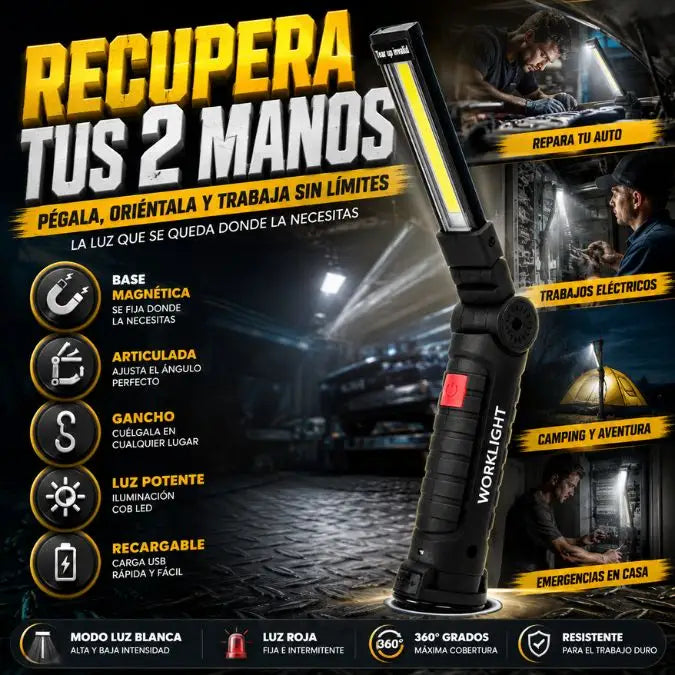 Linterna de Trabajo Magnética 360° — Recupera Tus Dos Manos