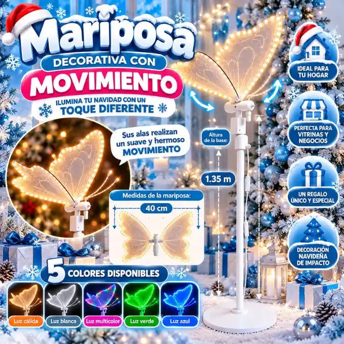 Mariposa Mágica LED con Movimiento 🦋✨ | Ilumina y Dale Vida a Tu Navidad 🎄