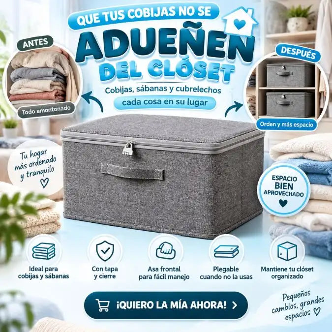 NIDOBOX | Caja Organizadora Plegable para Cobijas, Sábanas y Cubrelechos