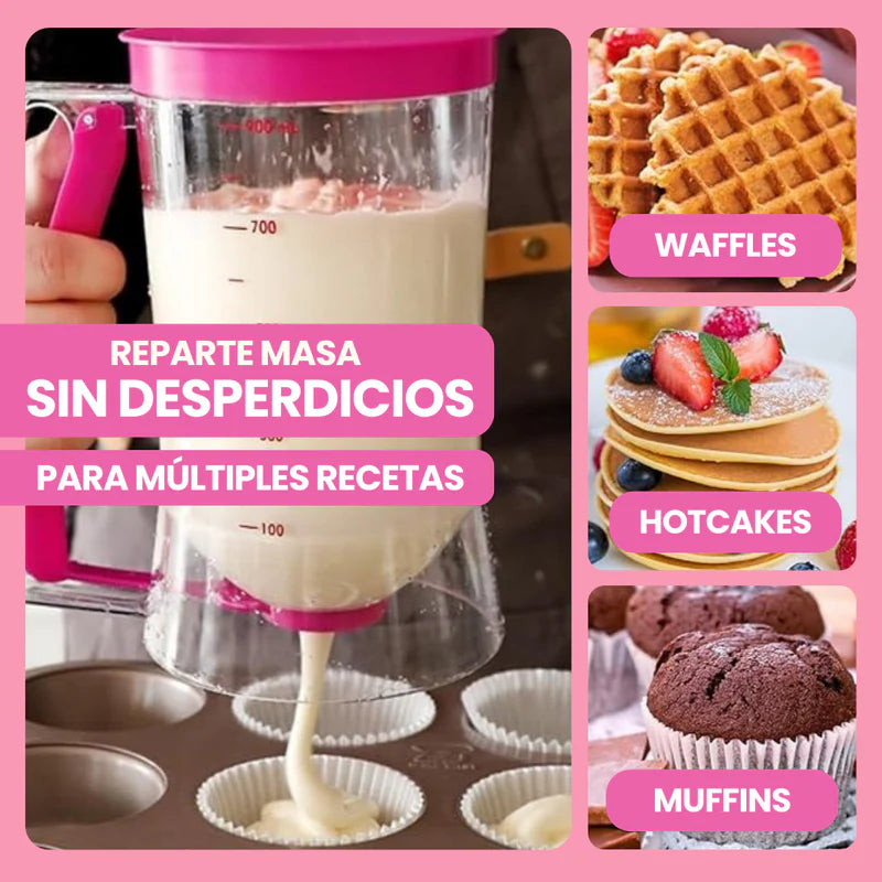 Combo Dulce Mañana (mezclador + dispensador) preparas pancakes perfectos en segundos.