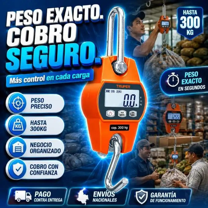 Balanza digital colgante tipo grúa diseñada para el pesaje práctico y preciso de cargas suspendidas.