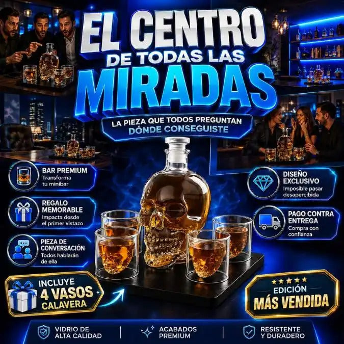 Whiskera De Calavera Craneo 4 Vasos