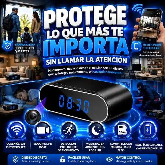 ⏰📷 Reloj Despertador con Cámara WiFi Full HD 1080p Oculta