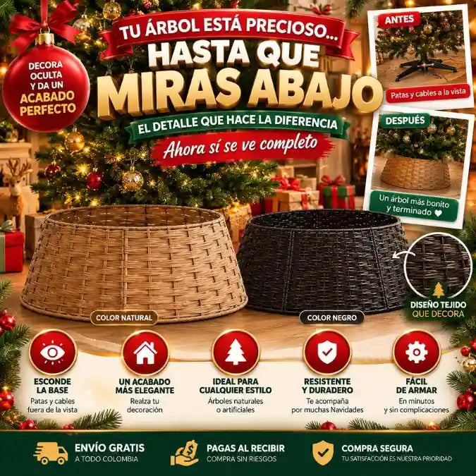 🎄Pie de Árbol Navideño | ✨ diámetro superior: 50 cm. Diámetro inferior: 70 cm.🎁