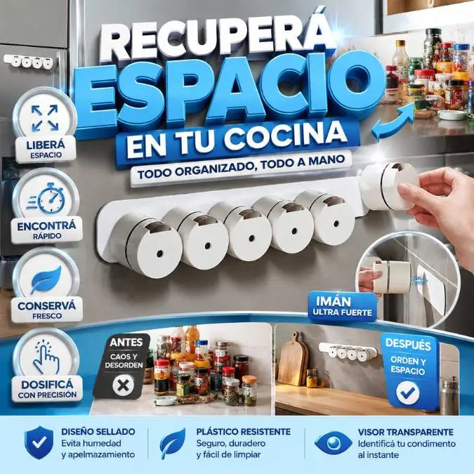Set de 6 Especieros Magnéticos | Recuperá Espacio y Organizá tu Cocina