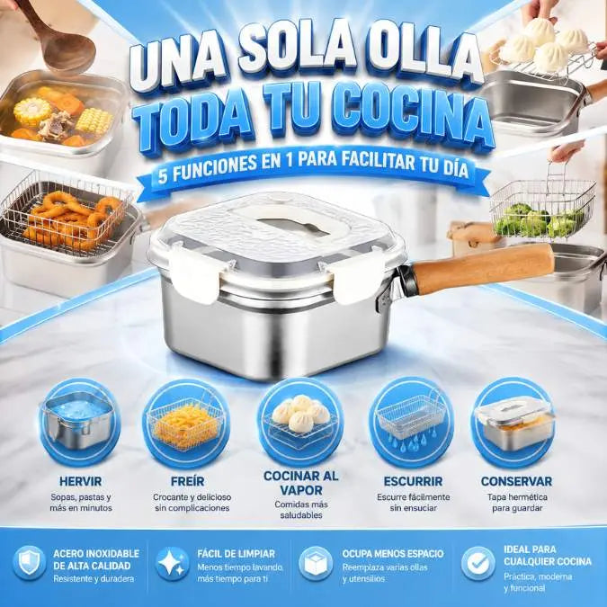 Olla Multifuncional MonoCook 5 en 1 | Cocina Más con Menos Utensilios  Opción 5