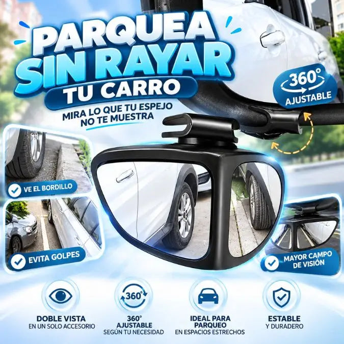 🚗 Espejo Auxiliar Doble Vista 360° 🪞 | ¡Parquea con Más Precisión y Evita Rayones! 🛡️✨