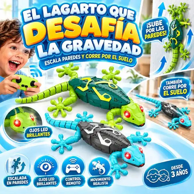 🦎 GECKO WOW – ¡El lagarto a control remoto que escala paredes y sorprende a todos! 🎮🚀🎁