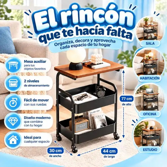 🏡 Mesa Carro Organizador 3 Niveles 🛞✨ | Aprovecha Cada Rincón y Mantén Todo en Orden 💙