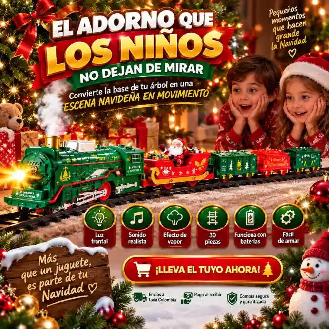 🎄 Tren Navideño Eléctrico — El Adorno que los Niños No Dejan de Mirar 🚂