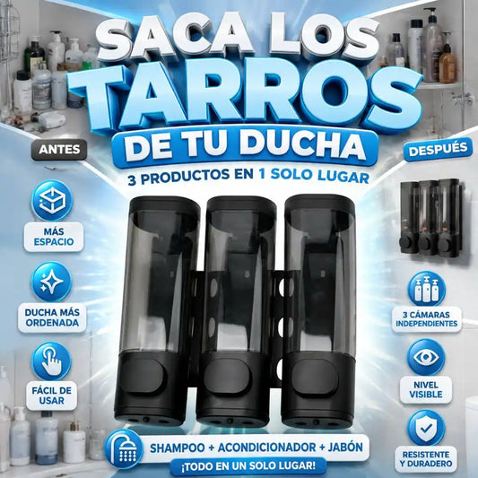 Dispensador Triple para Ducha - Saca los tarros de tu ducha