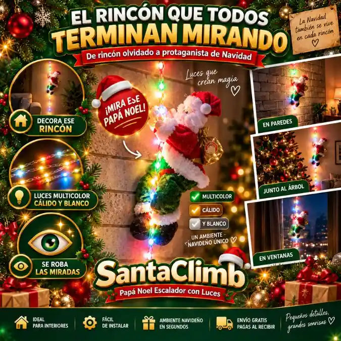 Papá Noel Escalador con Luces – El Detalle que se Roba Todas las Miradas 🎅✨
