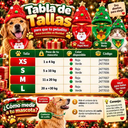 🎄 Kit Gorro + Pañoleta Navideña para Mascotas 🐶❤️ | ¡Tu Peludito También es Parte de la Navidad! 🎅✨