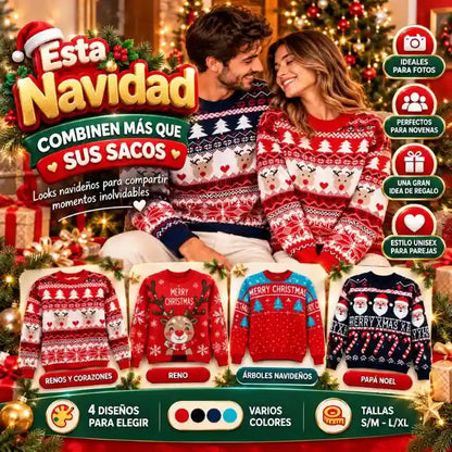 🎄 Sacos Navideños Tejidos ❤️ ¡Combina con tu Pareja y Crea Recuerdos Inolvidables! 🎁