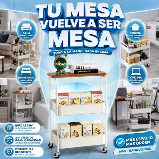 Carrito Organizador 3 en 1 — Tu mesa vuelve a ser mesa