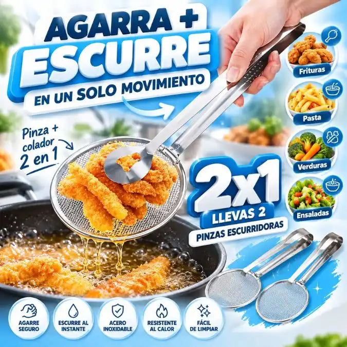 EscurriPinza 2en1 | Agarra + Escurre en un Solo Movimiento 🍗💧✨