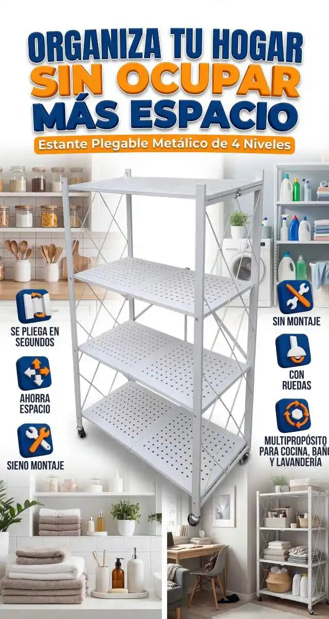Estante Plegable Metalico De 4 Niveles
