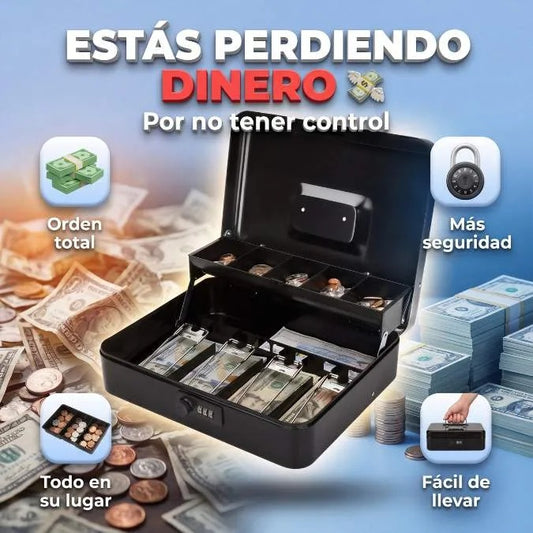 Caja portátil de seguridad con cerradura de clave, bandeja escalonada