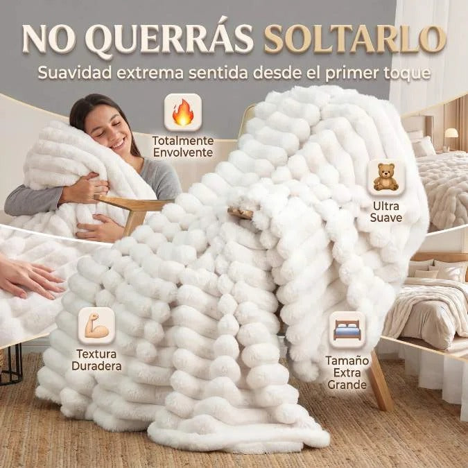 Cobija premium BURBUJA de excelente calidad piel de conejo , 2.15 × 2.15 mts súper suave al tacto, gruesa y resistente.