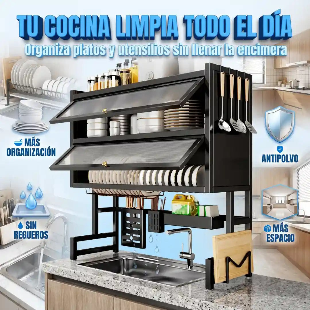 Platero Escurridor Doble Tapa en acero inoxidable