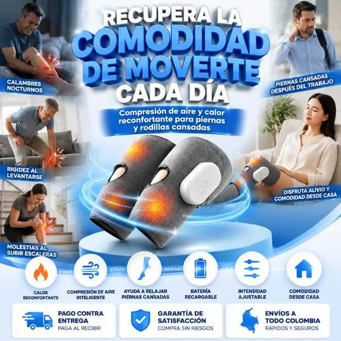 Masajeador Piernas Rodillas Compresion Masajeador de piernas y rodillas por compresión de aire con función de calor.