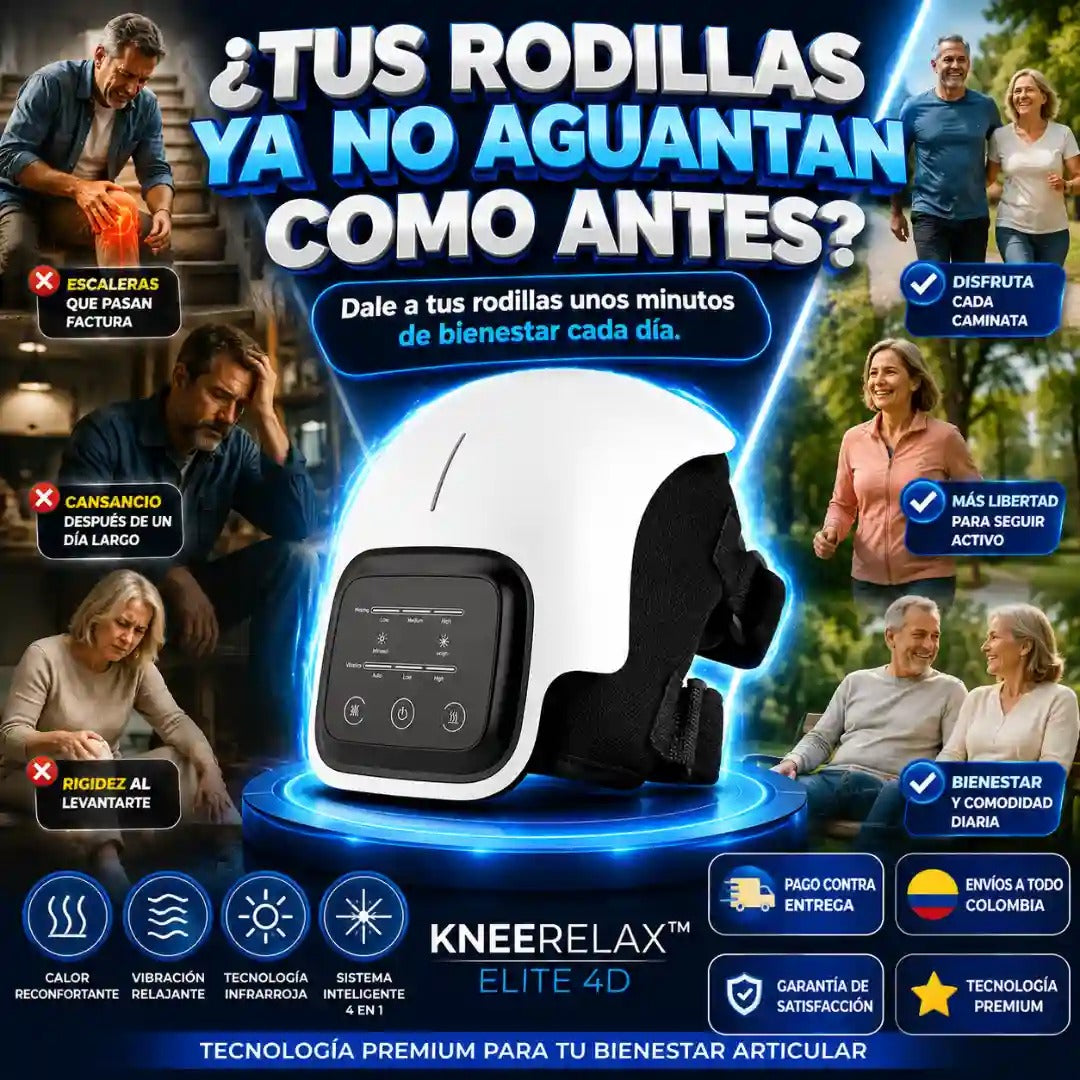 Masajeador Inteligente De Rodilla 4 En 1 | Calor, Vibración, Infrarrojo y Láser Recargable ⚡