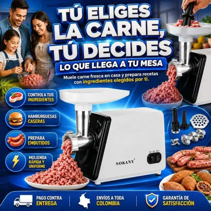 Molino de Carne Eléctrico Sokany – Potencia y Rapidez en tu Cocina